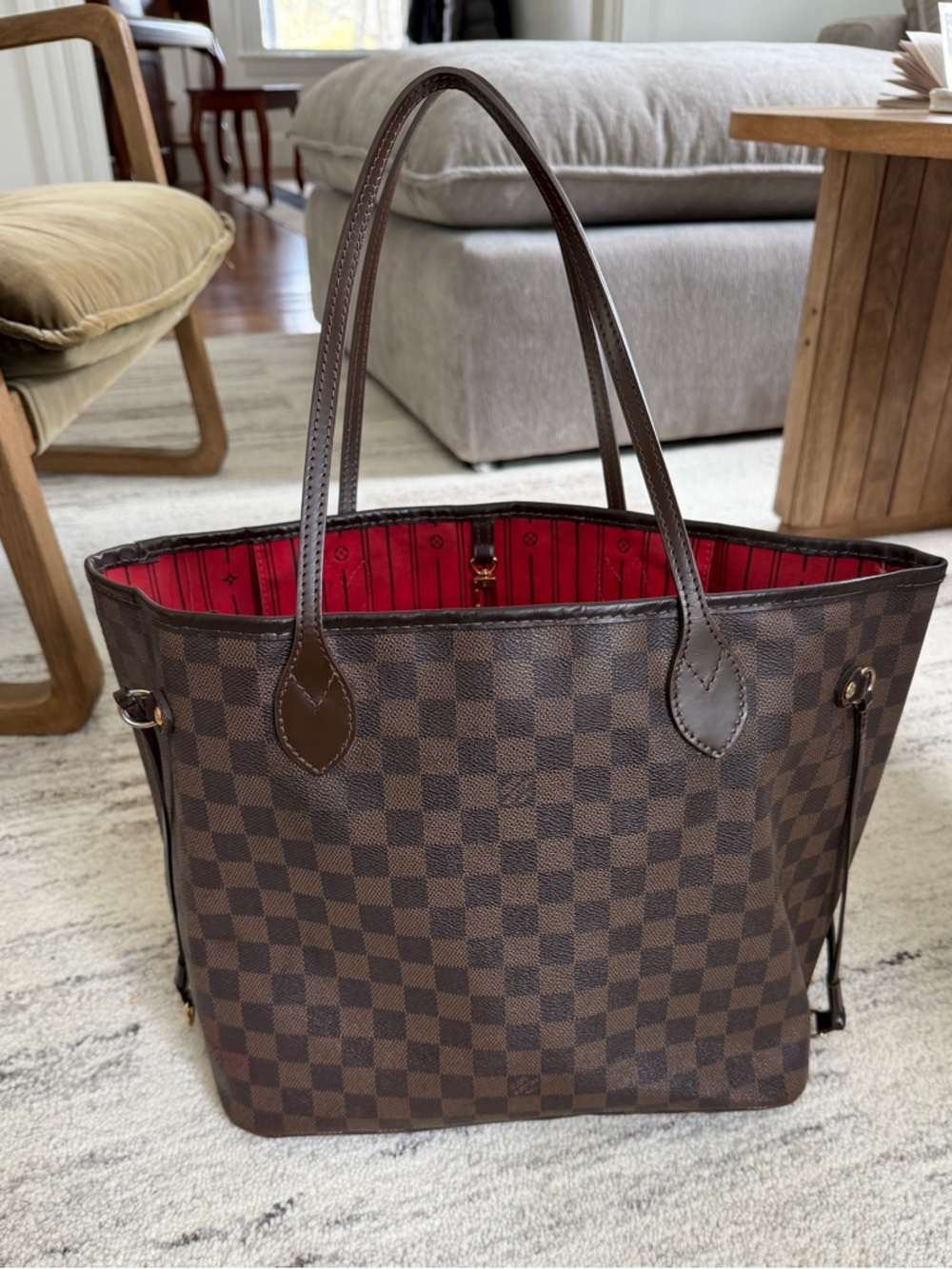 Louis Vuitton MM Damier Ebene Neverfull Tote